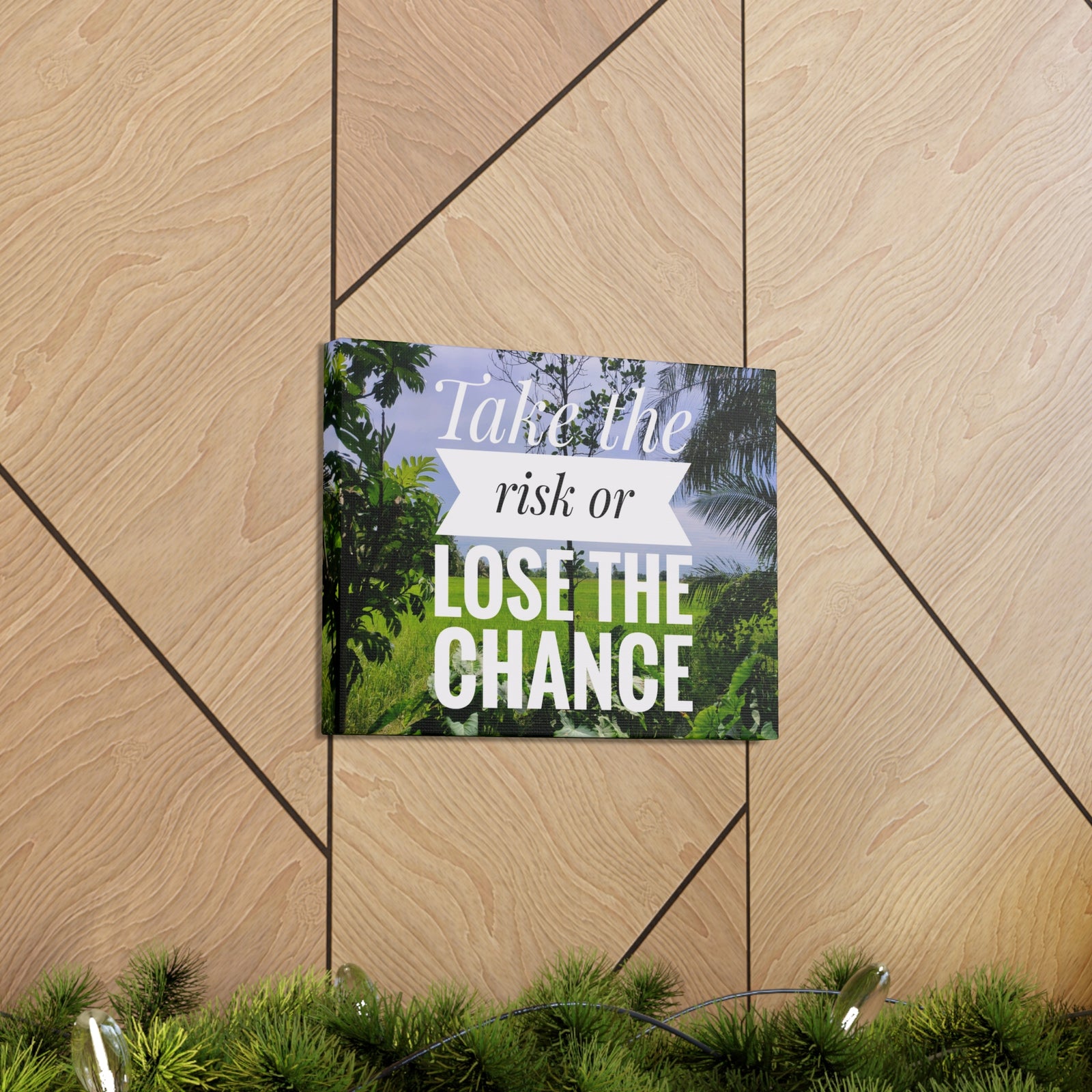 Inspirational Quote Canvas Take The Risk Or Lose The Change Wall Art Motivational Motto Inspiring Prints Artwork Decor Ready to Hang-Express Your Love Gifts