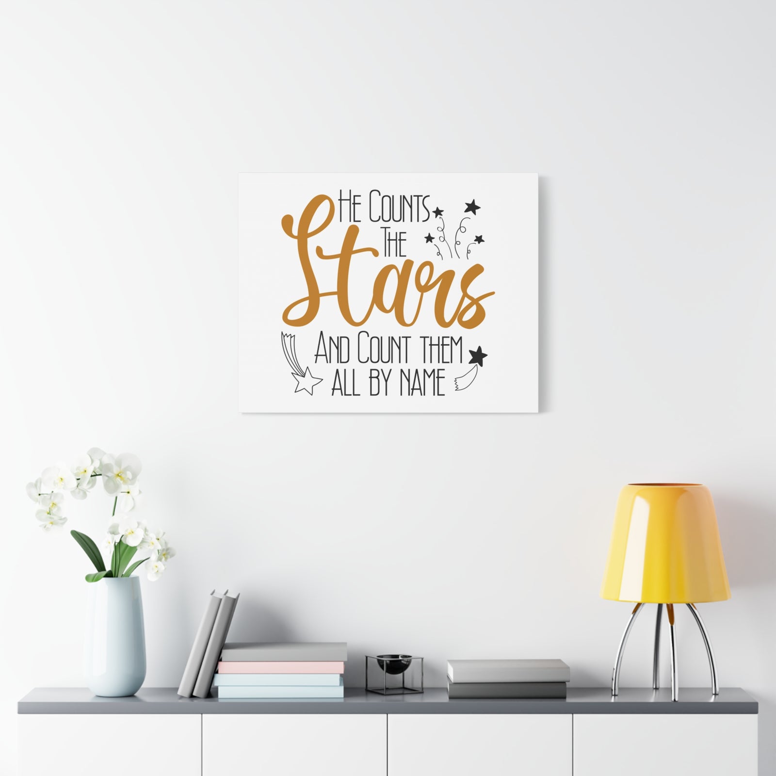Scripture Canvas He Counts The Stars Psalm 147:4 Christian Wall Art Bible Verse Print Ready to Hang-Express Your Love Gifts