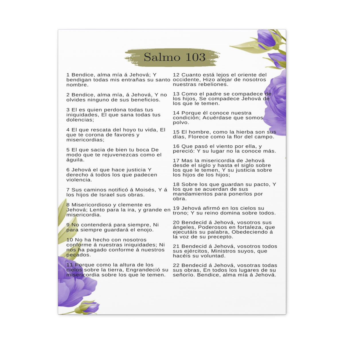 Salmo 103 Impresión De Arte Cristiano en la Pared Lista Para Colgar-Express Your Love Gifts