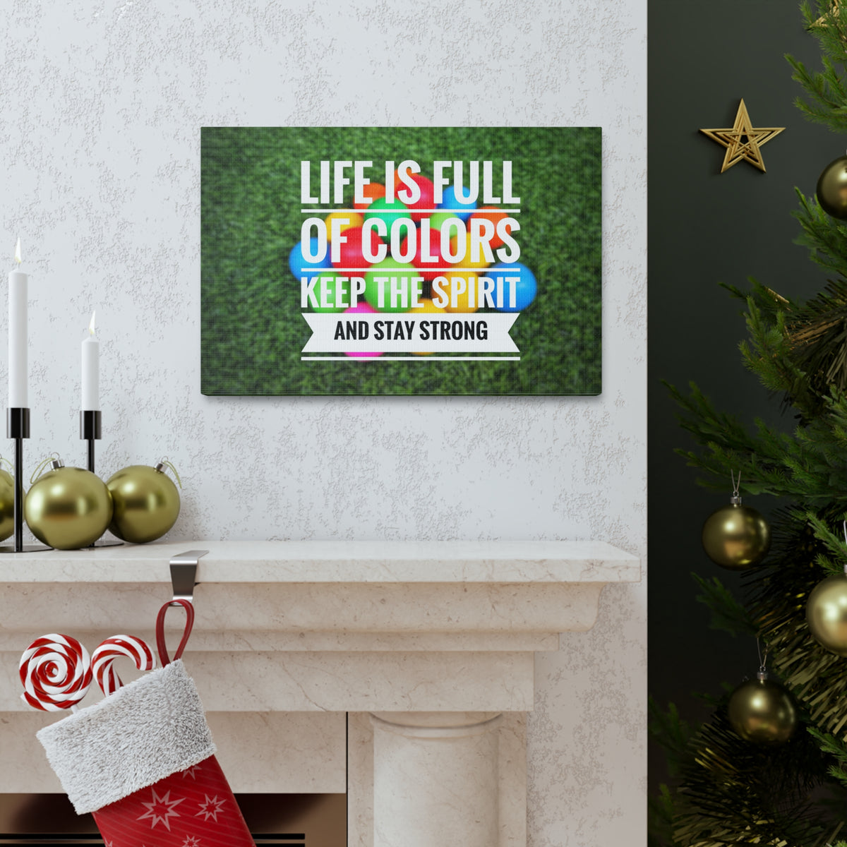 Inspirational Quote Canvas Life Is Full Of Colors Motivational Print Ready to Hang Artwork-Express Your Love Gifts