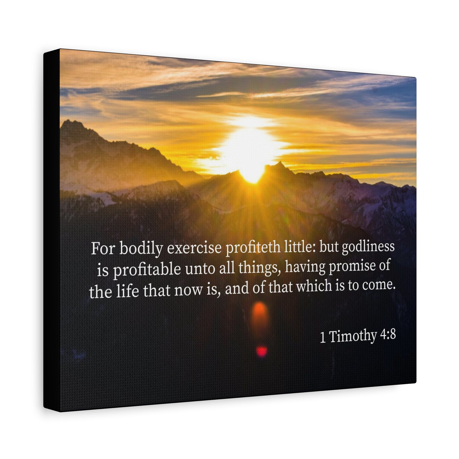 Scripture Canvas Godliness 1 Timothy 4:8 Christian Wall Art Bible Verse Print Ready to Hang-Express Your Love Gifts
