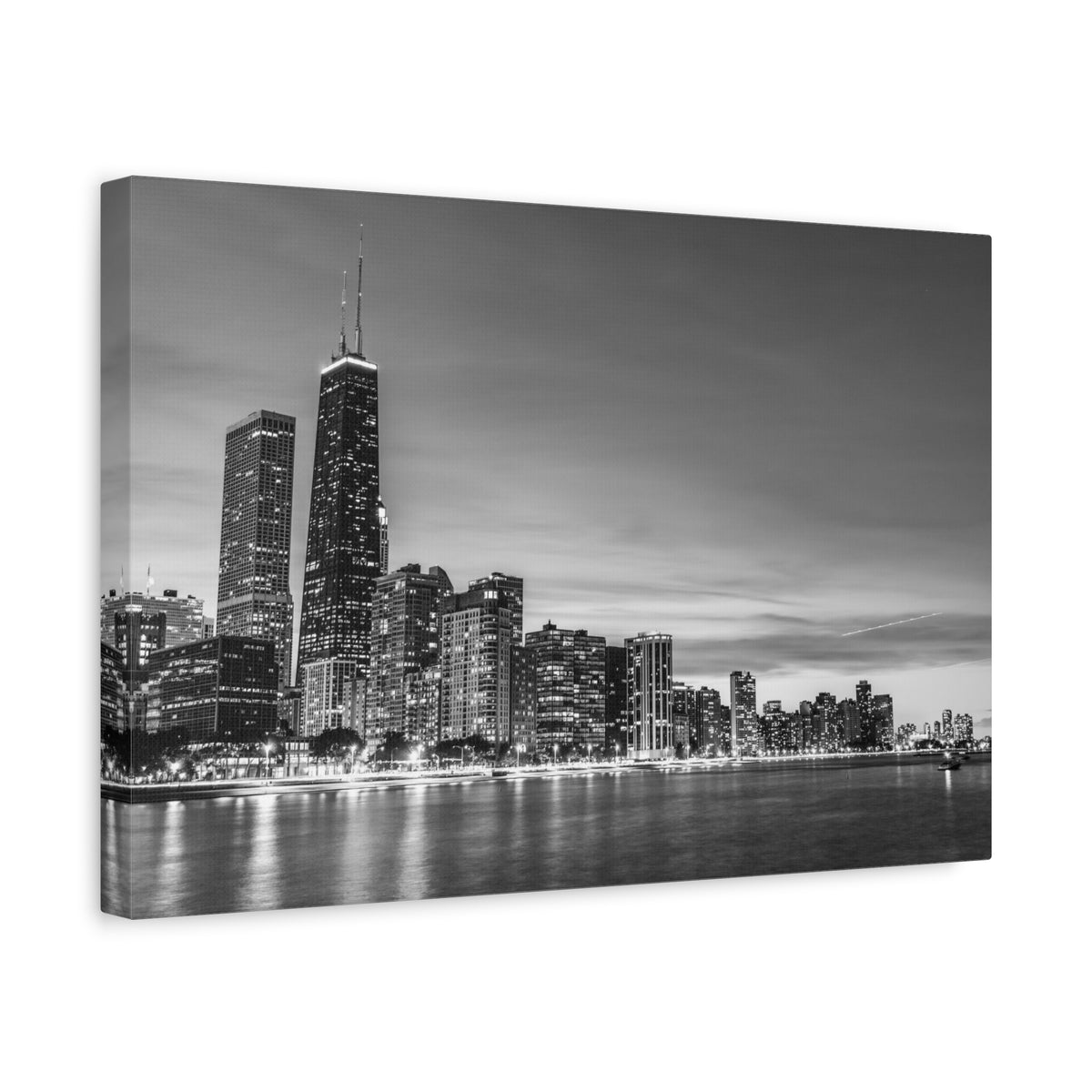 Chicago Black And White Skyline Canvas Artwork High-Quality Breathtaking Stunning Cityscape for Home Decor Ready to Hang-Express Your Love Gifts