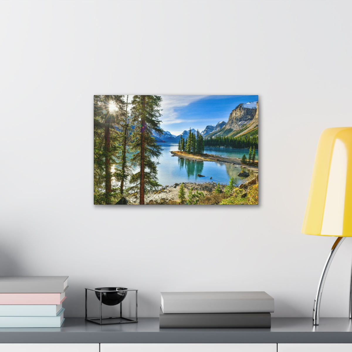 Mountain Lake Island Nature Wilderness Photography Canvas Wall Art for Home Decor Ready-to-Hang-Express Your Love Gifts