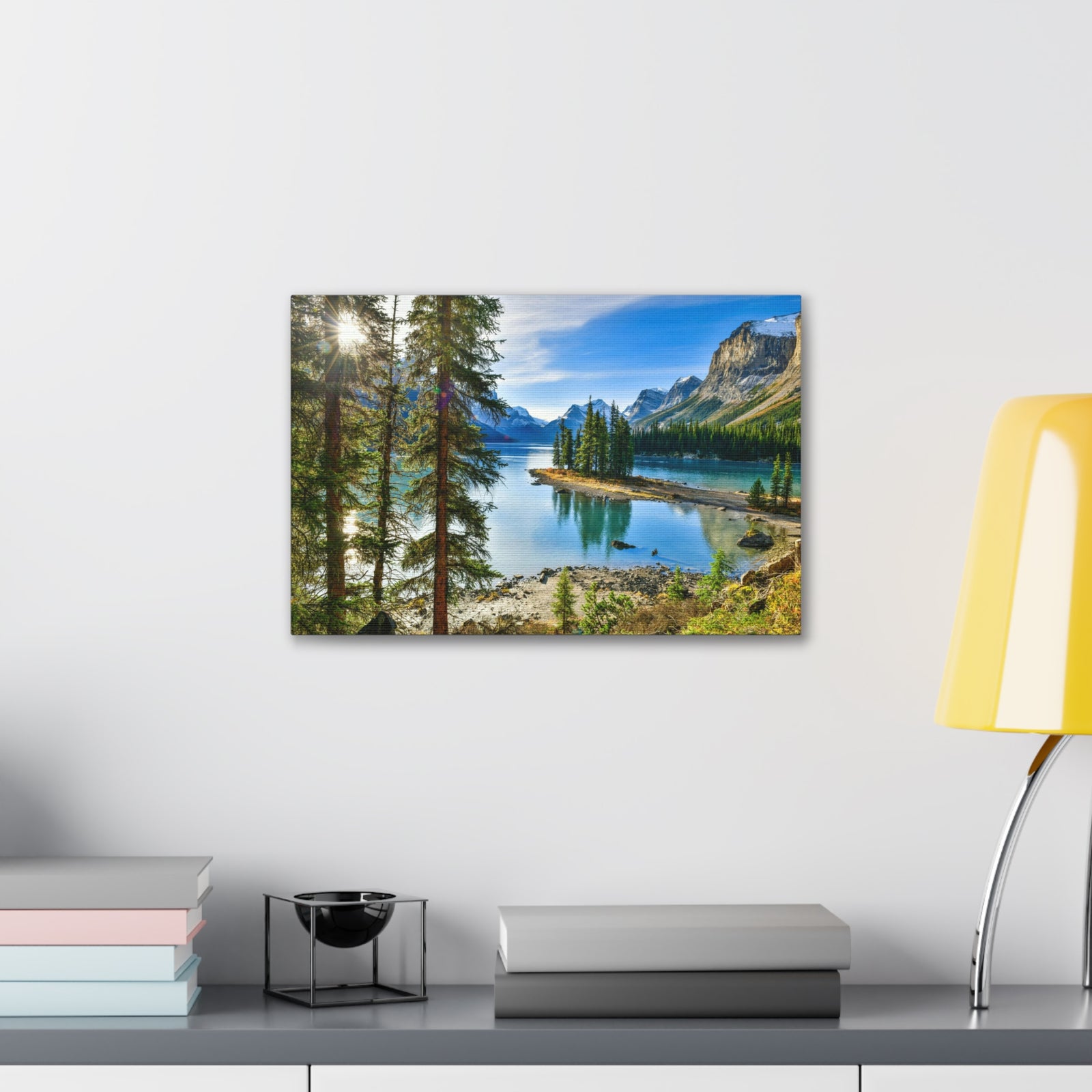 Mountain Lake Island Nature Wilderness Photography Canvas Wall Art for Home Decor Ready-to-Hang-Express Your Love Gifts