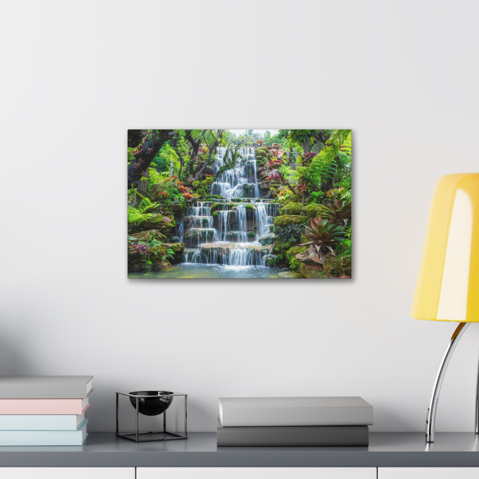 Waterfall w Maple Trees Kyoto Garden Canvas Wall Art for Home Decor Ready-to-Hang-Express Your Love Gifts