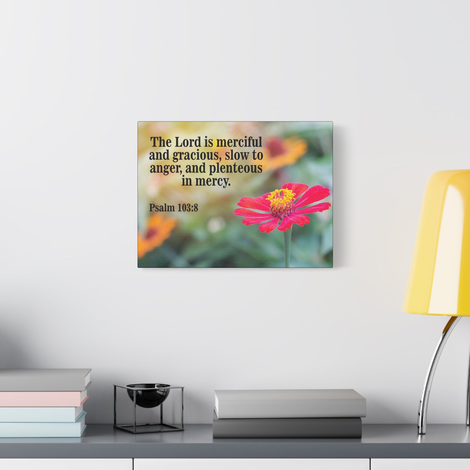 Scripture Canvas The Lord is Merciful and Gracious Psalm 103:8 Christian Wall Art Bible Verse Print Ready to Hang-Express Your Love Gifts