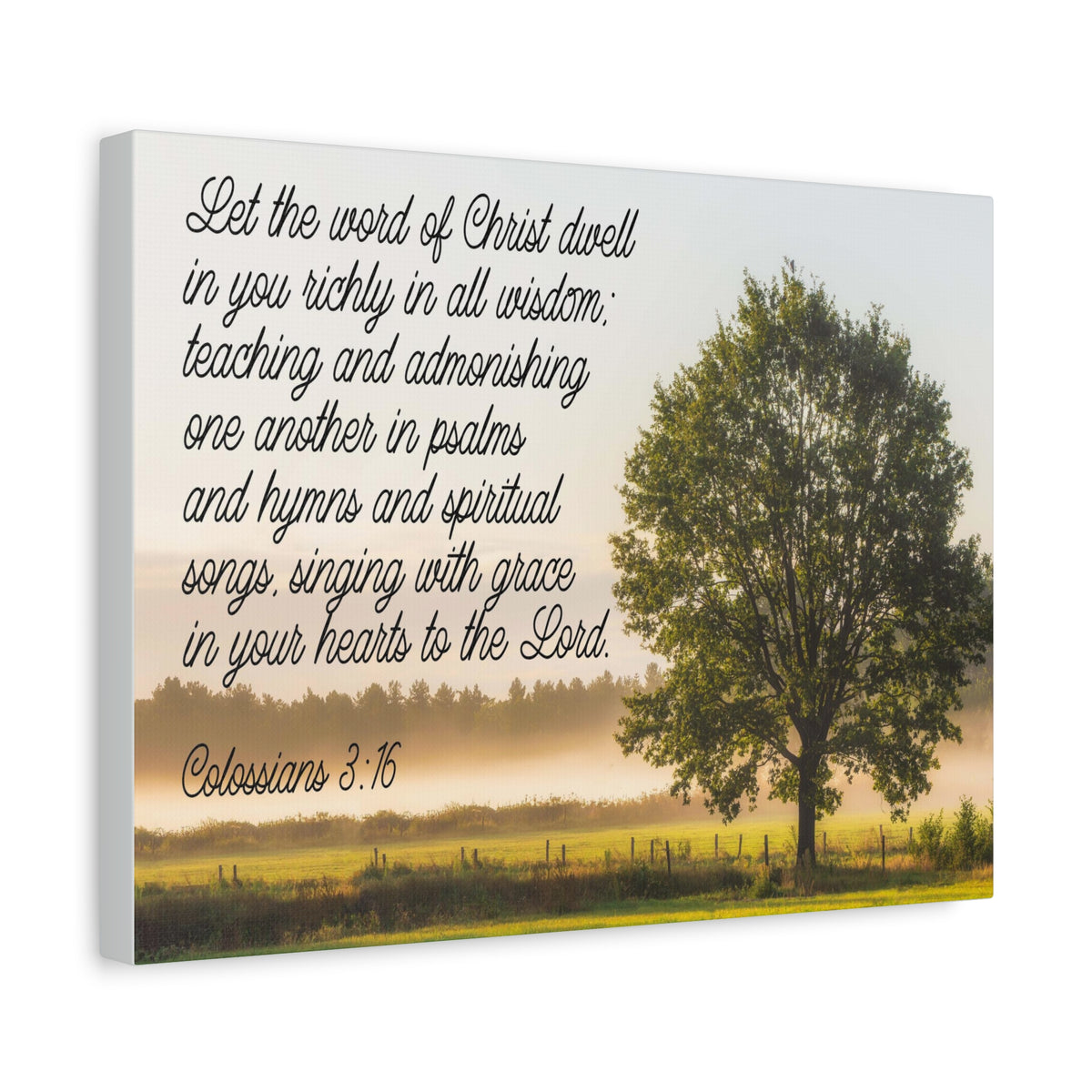 Scripture Canvas Psalms, Hymns and Spiritual Songs Colossians 3:16 Christian Wall Art Bible Verse Print Ready to Hang-Express Your Love Gifts