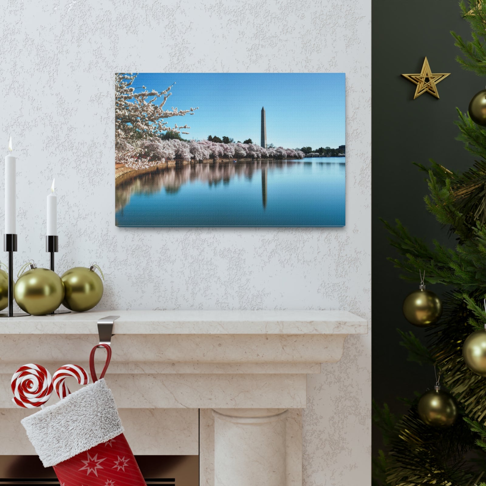 Cherry Blossom Festival at The National Mall Washington Modern Multicolor Scenic Nature Photography Canvas Home Office Decor Ready to Hang-Express Your Love Gifts