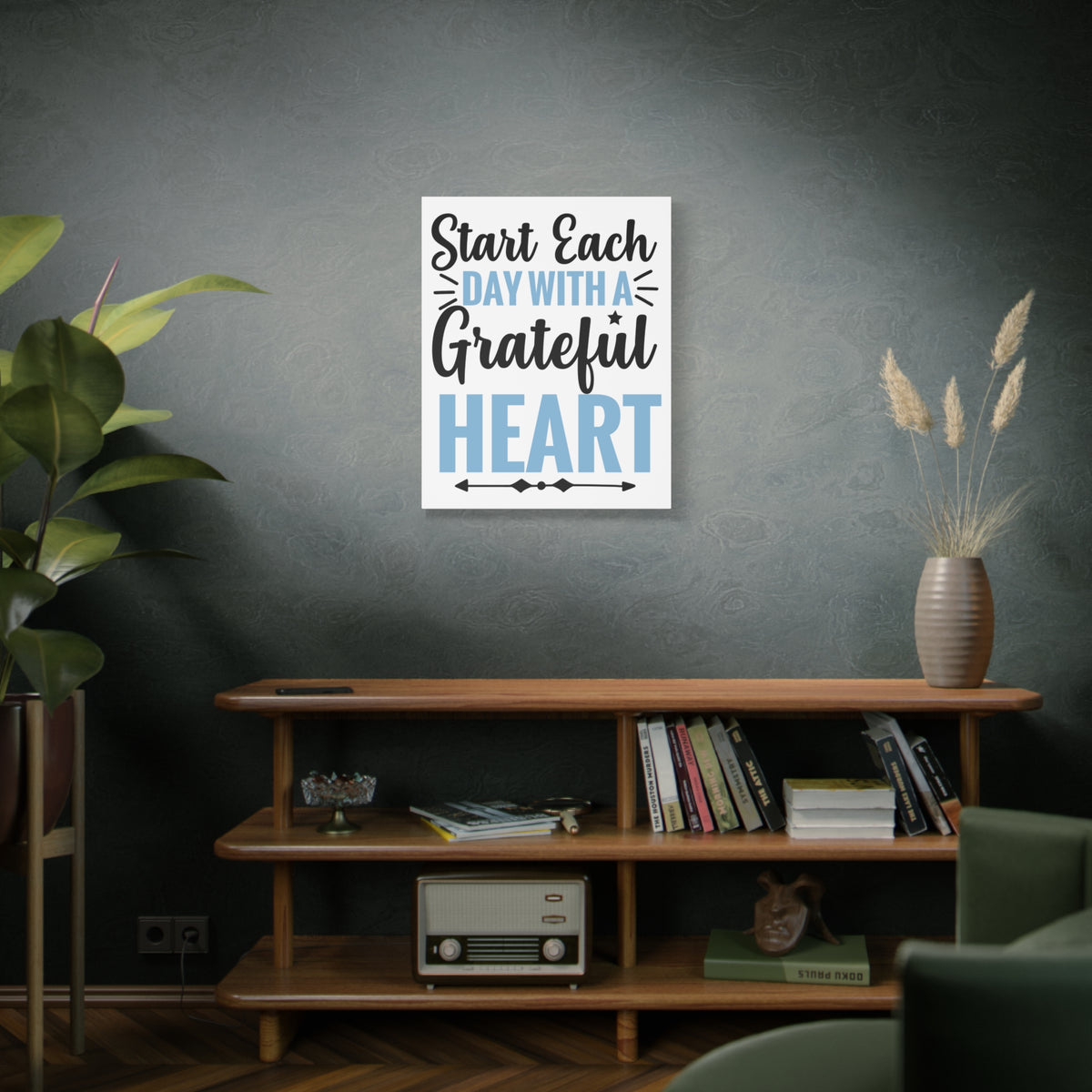 Scripture Canvas A Grateful Heart Psalm 107:1 Christian Wall Art Print Ready to Hang-Express Your Love Gifts