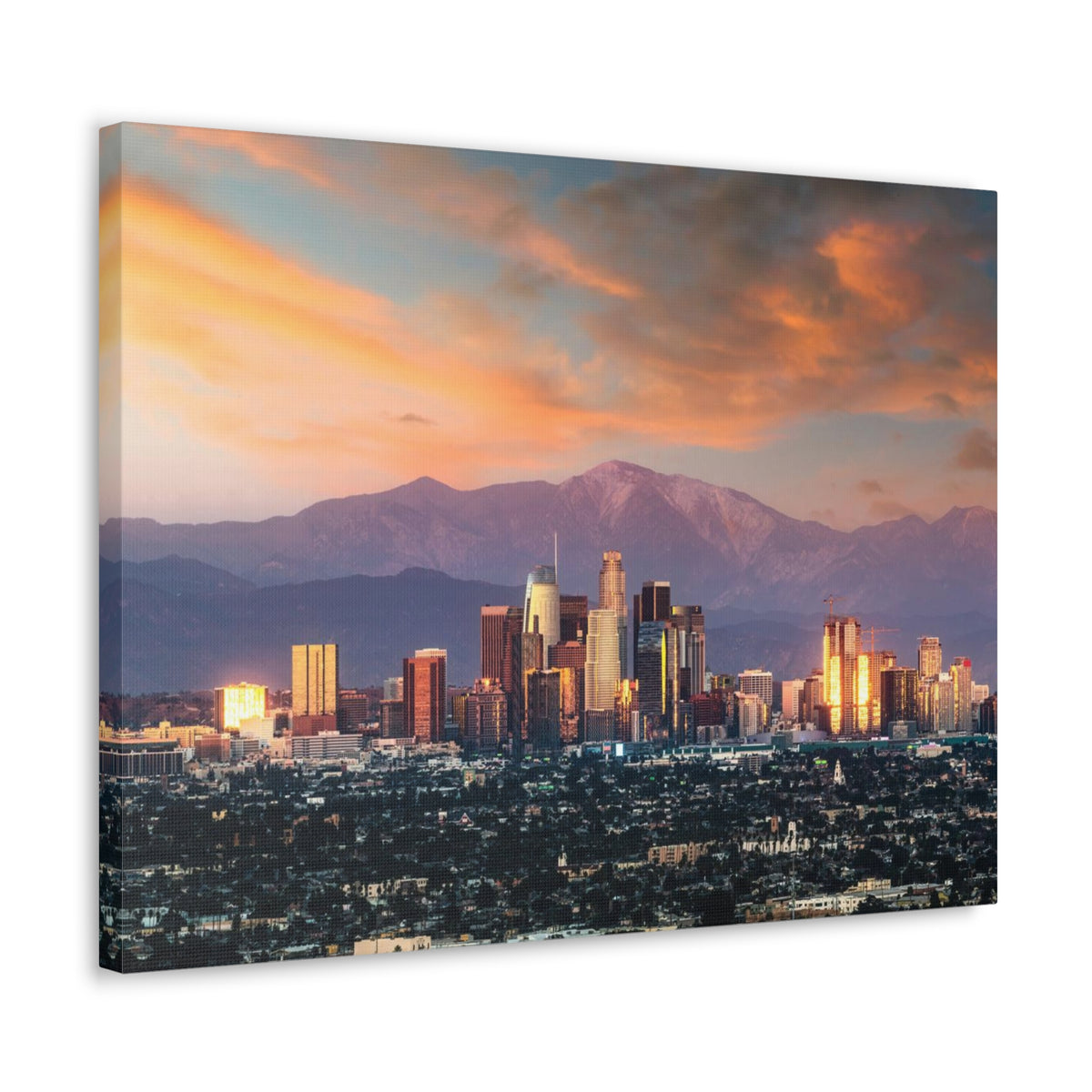 Los Angeles Daytime Skyline Canvas Artwork High-Quality Breathtaking Stunning Cityscape for Home Decor Ready to Hang-Express Your Love Gifts