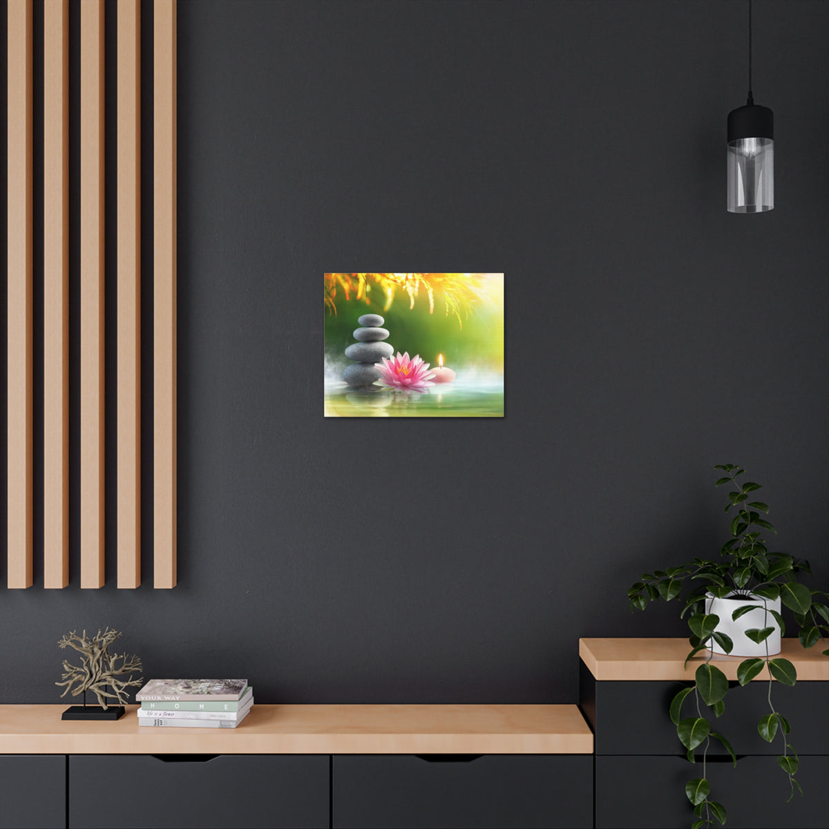 Relaxation with Massage Stones Forest Floral Nature Photography Canvas Wall Art for Home Decor Ready-to-Hang-Express Your Love Gifts