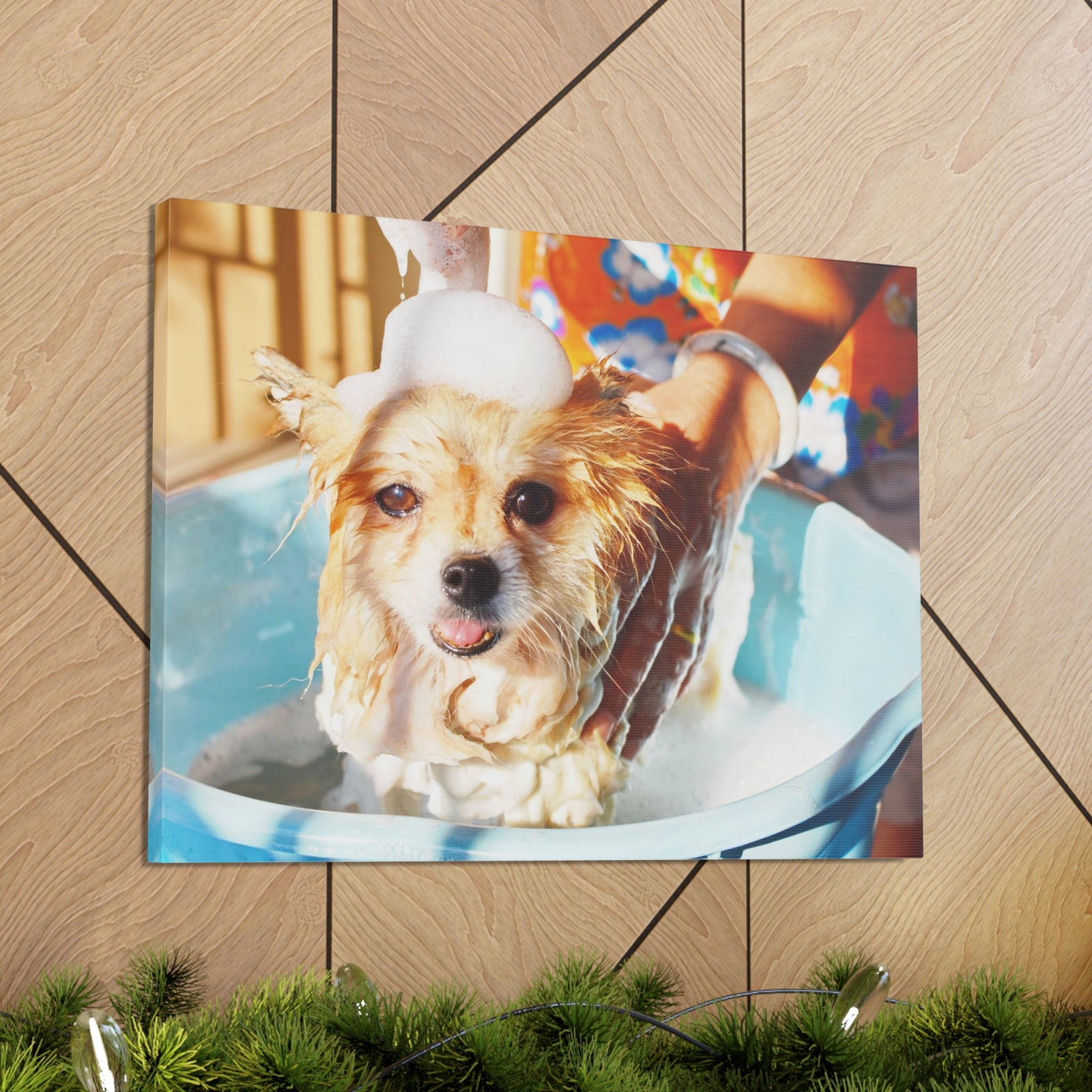 Cute Pomeranian Bathee Canvas Wall Art for Home Decor Ready-to-Hang-Express Your Love Gifts