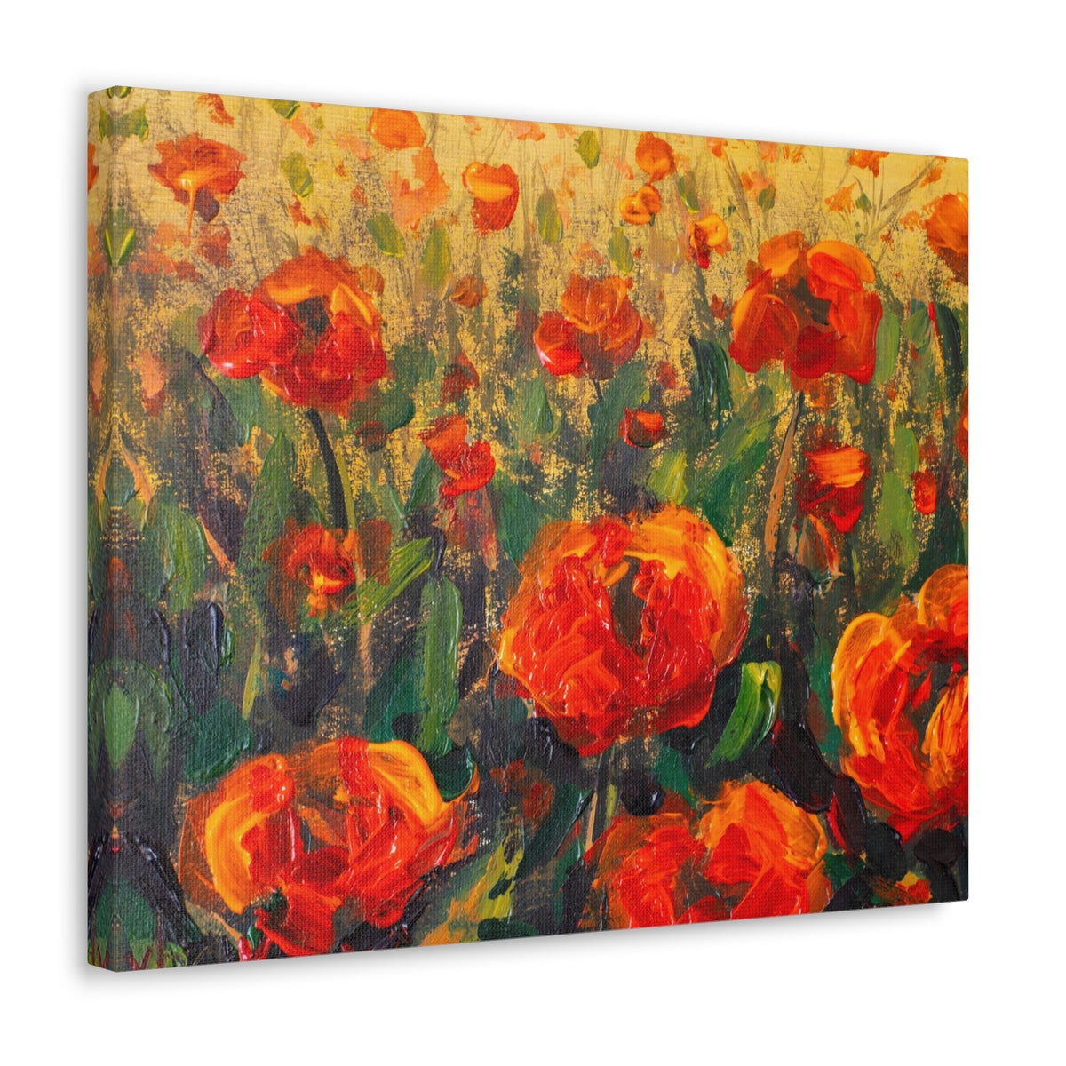 Red Large Poppies In Green Grass Flower Canvas Wall Art for Home Decor Ready-to-Hang-Express Your Love Gifts