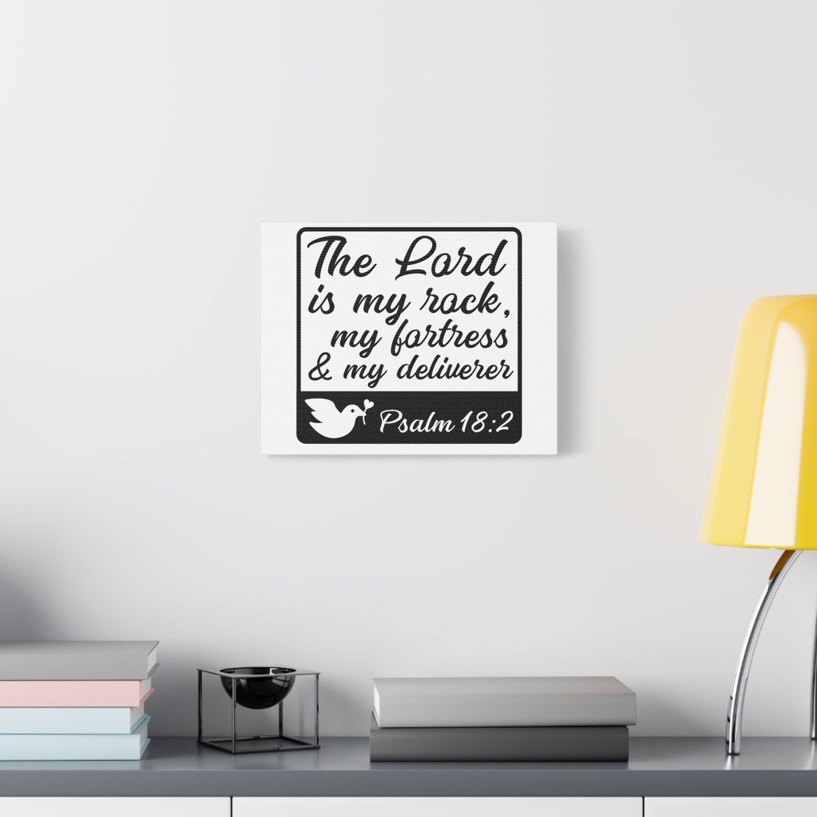 Scripture Canvas The Lord Is Psalm 18:2 Christian Wall Art Bible Verse Print Ready to Hang-Express Your Love Gifts