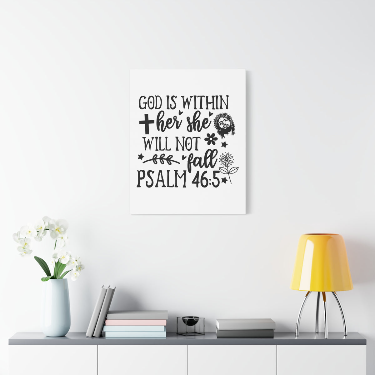 Scripture Walls Psalm 46:5 God is Within Her Bible Verse Canvas Christian Wall Art Ready to Hang Unframed-Express Your Love Gifts