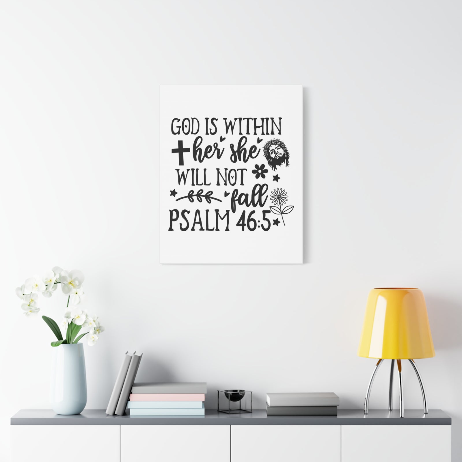Scripture Walls Psalm 46:5 God is Within Her Bible Verse Canvas Christian Wall Art Ready to Hang Unframed-Express Your Love Gifts