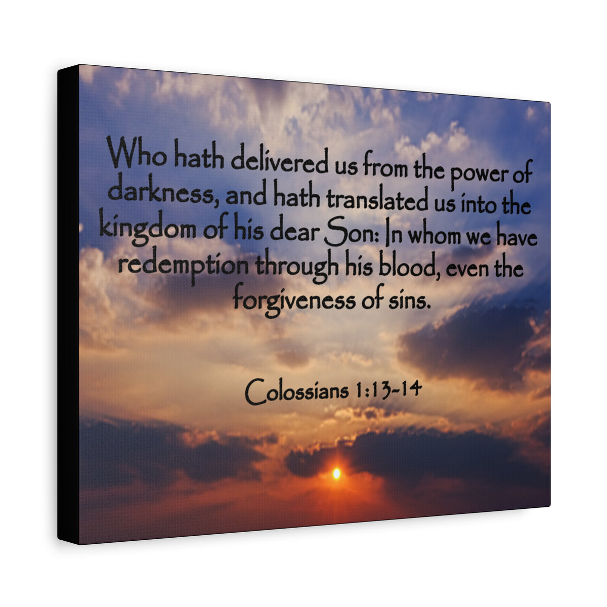 Bible Verse Canvas Into The Kingdom of His Dear Son Colossians 1:13-14 Christian Home Décor Wall Art Scripture Ready to Hang Faith Print-Express Your Love Gifts