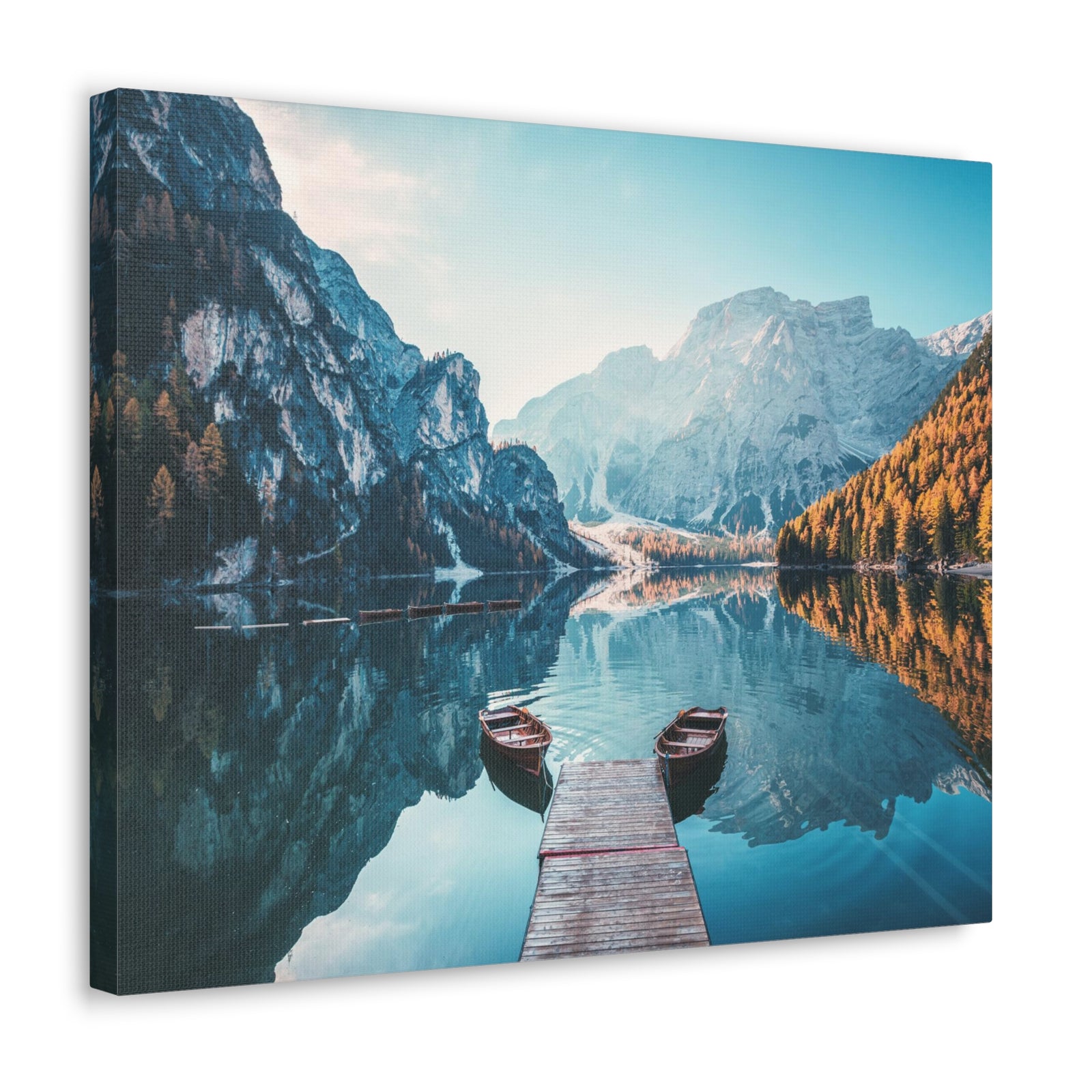 Mountain Valley Clear Lake Nature Wilderness Photography Canvas Wall Art for Home Decor Ready-to-Hang-Express Your Love Gifts