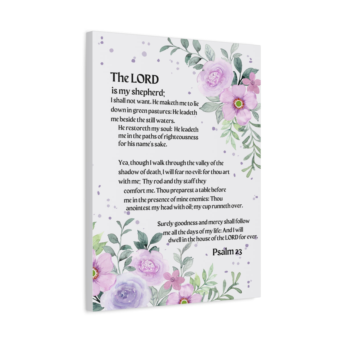 Scripture Walls Flowers Psalm 23 Bible Verse Canvas Christian Wall Art Ready to Hang-Express Your Love Gifts