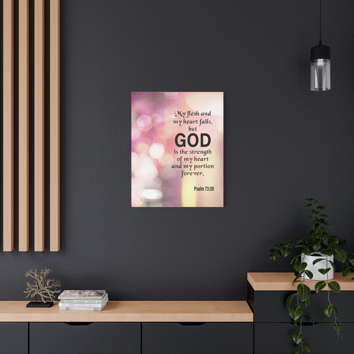 Bible Verse Canvas God is My Strength Psalm 73:26 Wall Art Christian Home Decor-Express Your Love Gifts