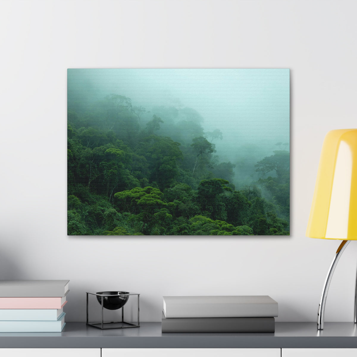 Dark Misty Forest Nature Wilderness Photography Canvas Wall Art for Home Decor Ready-to-Hang-Express Your Love Gifts