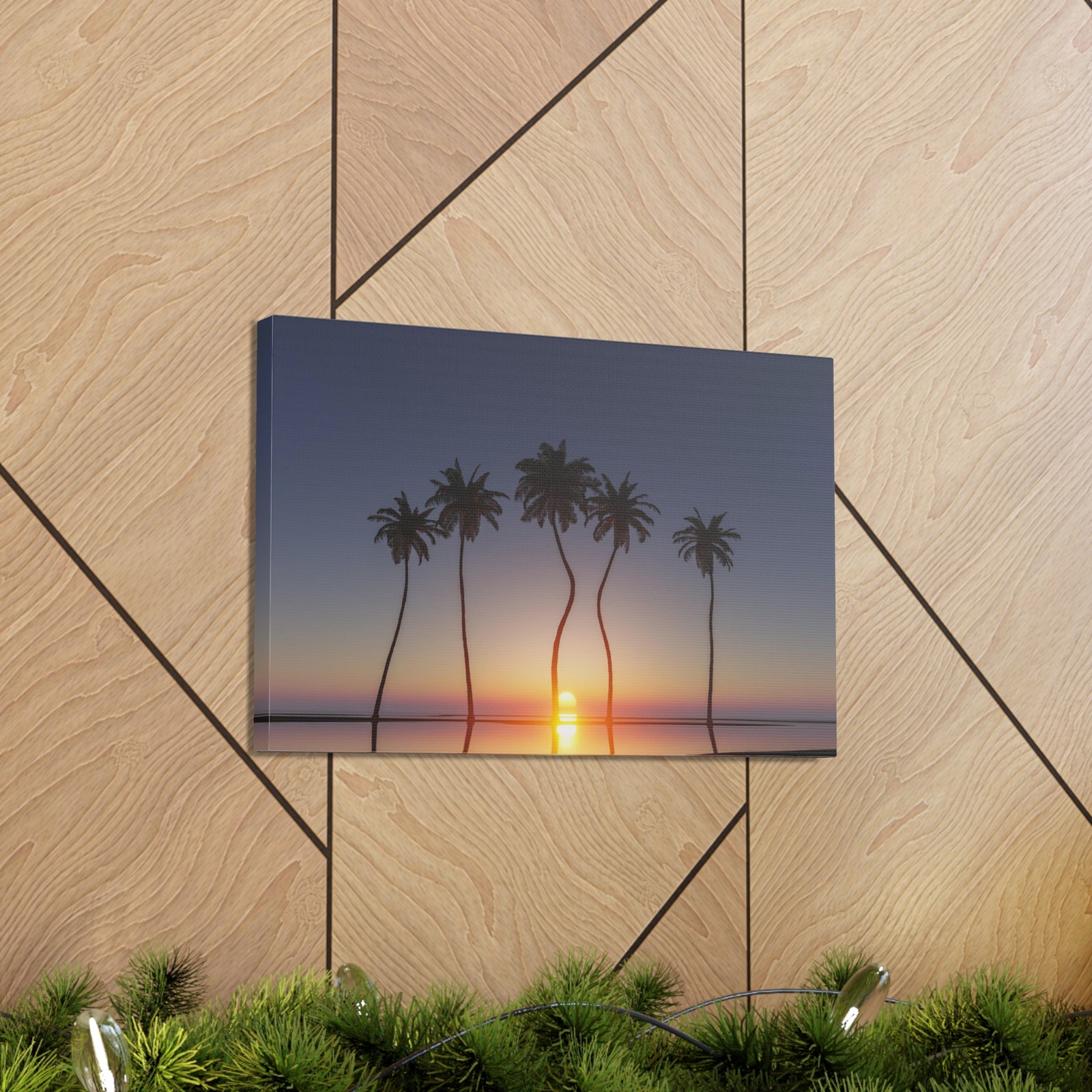 Palm Trees Tropical Sunset Ocean Canvas Wall Art for Home Decor Ready-to-Hang-Express Your Love Gifts