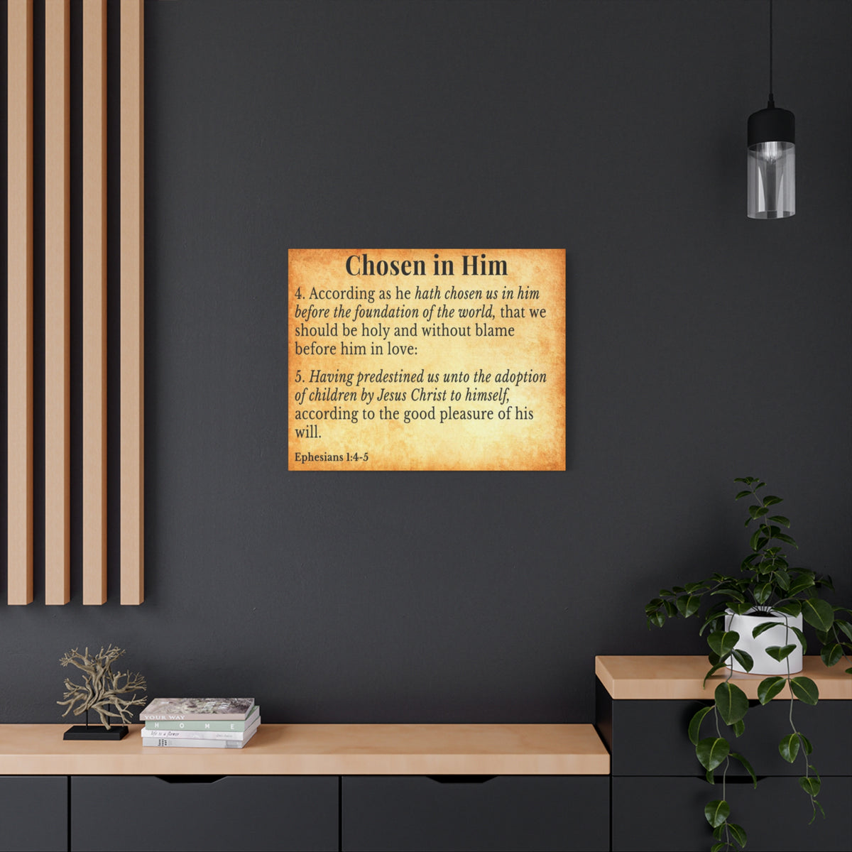 Scripture Walls Ephesians 1:4-5 Chosen in Christ Gold Bible Verse Canvas Christian Wall Art Ready to Hang Unframed-Express Your Love Gifts