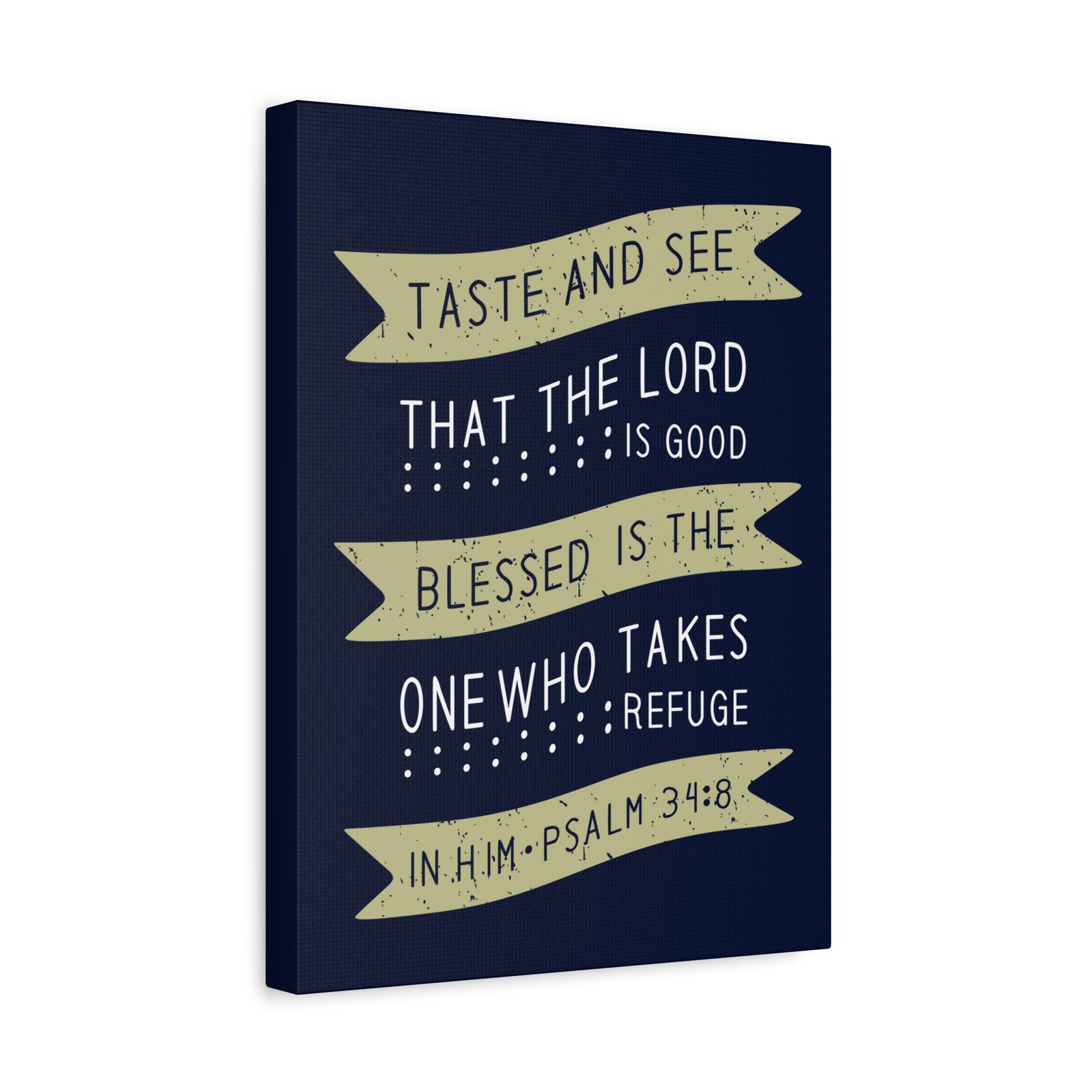 Scripture Canvas Blessed Psalm 34:8 Christian Wall Art Bible Verse Print Ready to Hang-Express Your Love Gifts