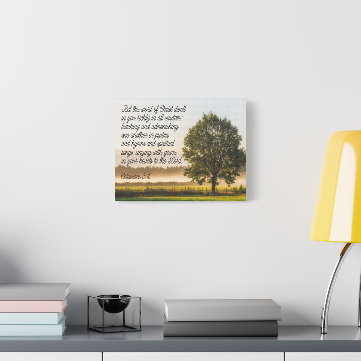 Scripture Canvas Psalms, Hymns and Spiritual Songs Colossians 3:16 Christian Wall Art Bible Verse Print Ready to Hang-Express Your Love Gifts