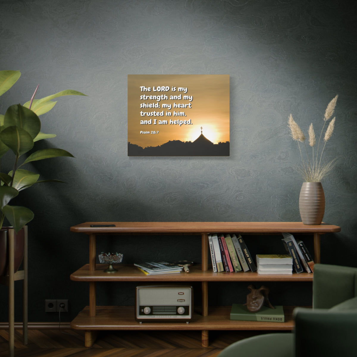 Scripture Canvas I Am Helped Psalm 28:7 Christian Wall Art Bible Verse Print Ready to Hang-Express Your Love Gifts