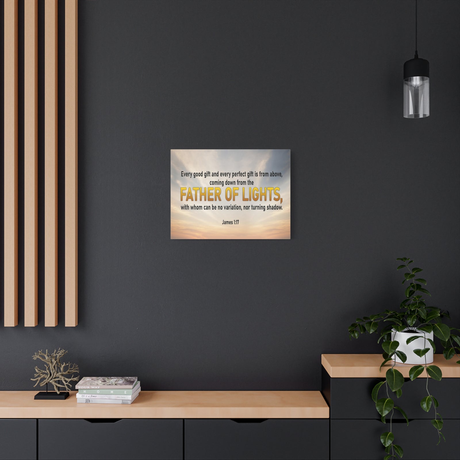 Bible Verse Canvas Father of Lights James 1:17 Scripture Wall Art Christian Home Decor-Express Your Love Gifts