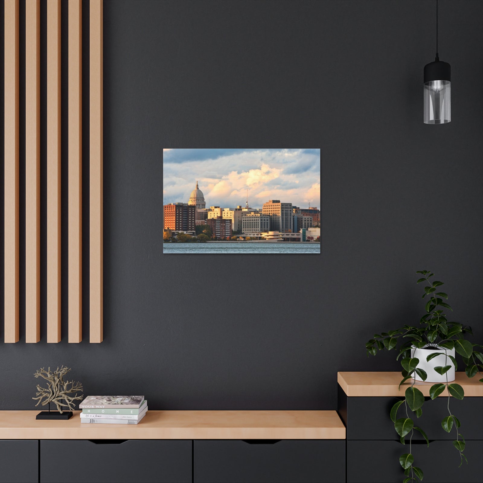 Madison Skyline Daytime Canvas Artwork High-Quality Breathtaking Stunning Cityscape for Home Decor Ready to Hang-Express Your Love Gifts