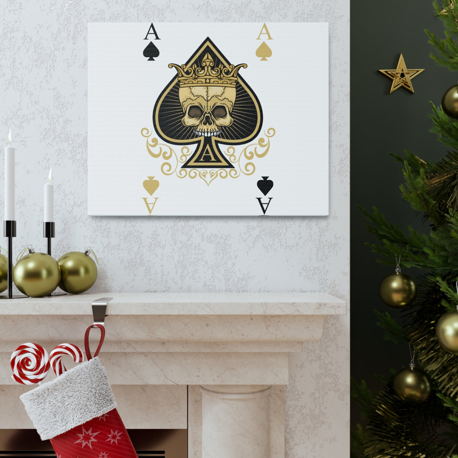 Gothic Ace Of Spades Playing Card Canvas Wall Art for Home Decor Ready-to-Hang-Express Your Love Gifts