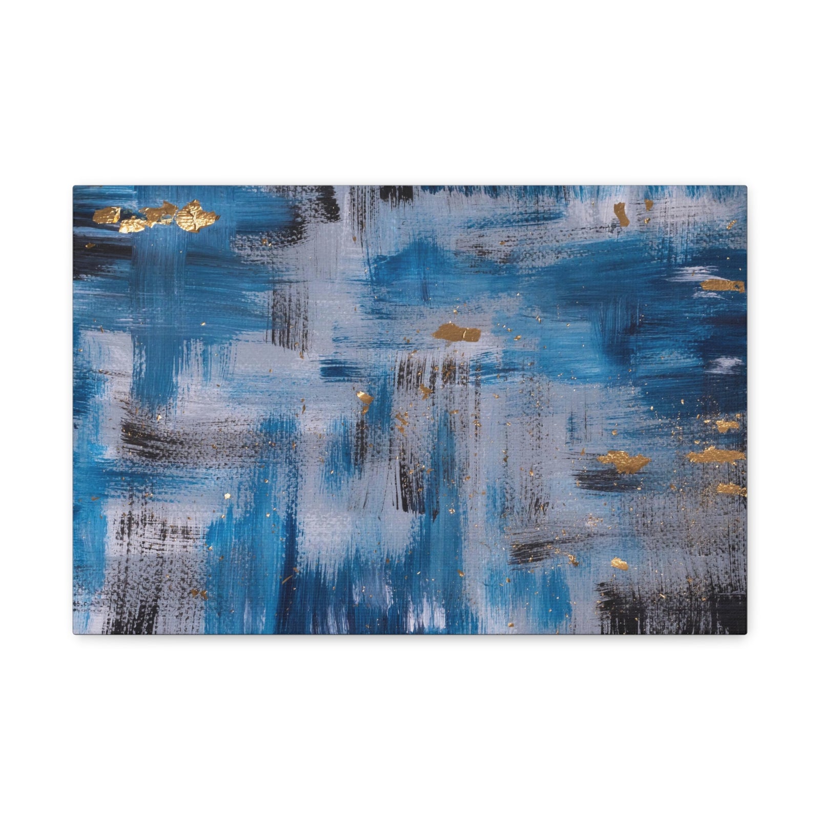Contemporary Art Abstract Acrylic Painting Hand Painted Blue Black Gold Canvas Wall Art for Home Decor Ready-to-Hang-Express Your Love Gifts