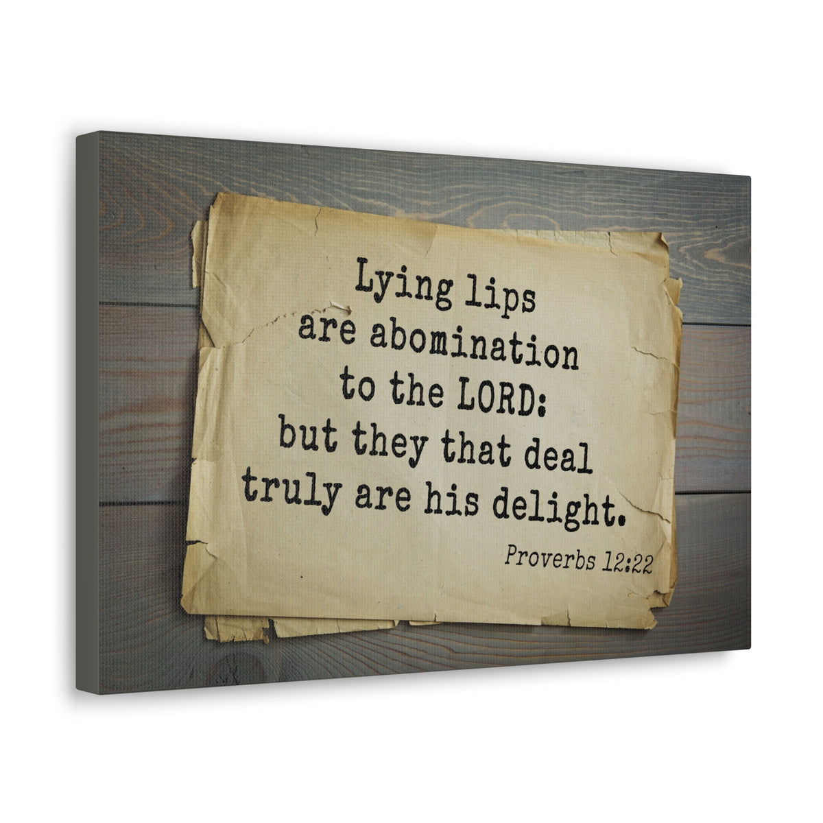 Scripture Canvas His Delight Proverbs 12:22 Christian Wall Art Bible Verse Print Ready to Hang-Express Your Love Gifts