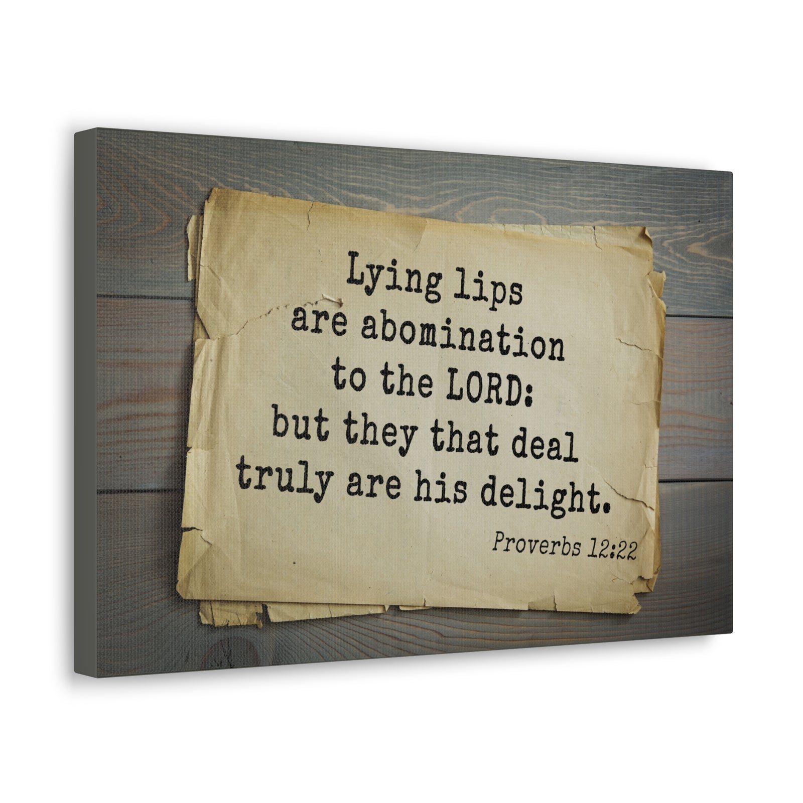 Scripture Canvas His Delight Proverbs 12:22 Christian Wall Art Bible Verse Print Ready to Hang-Express Your Love Gifts