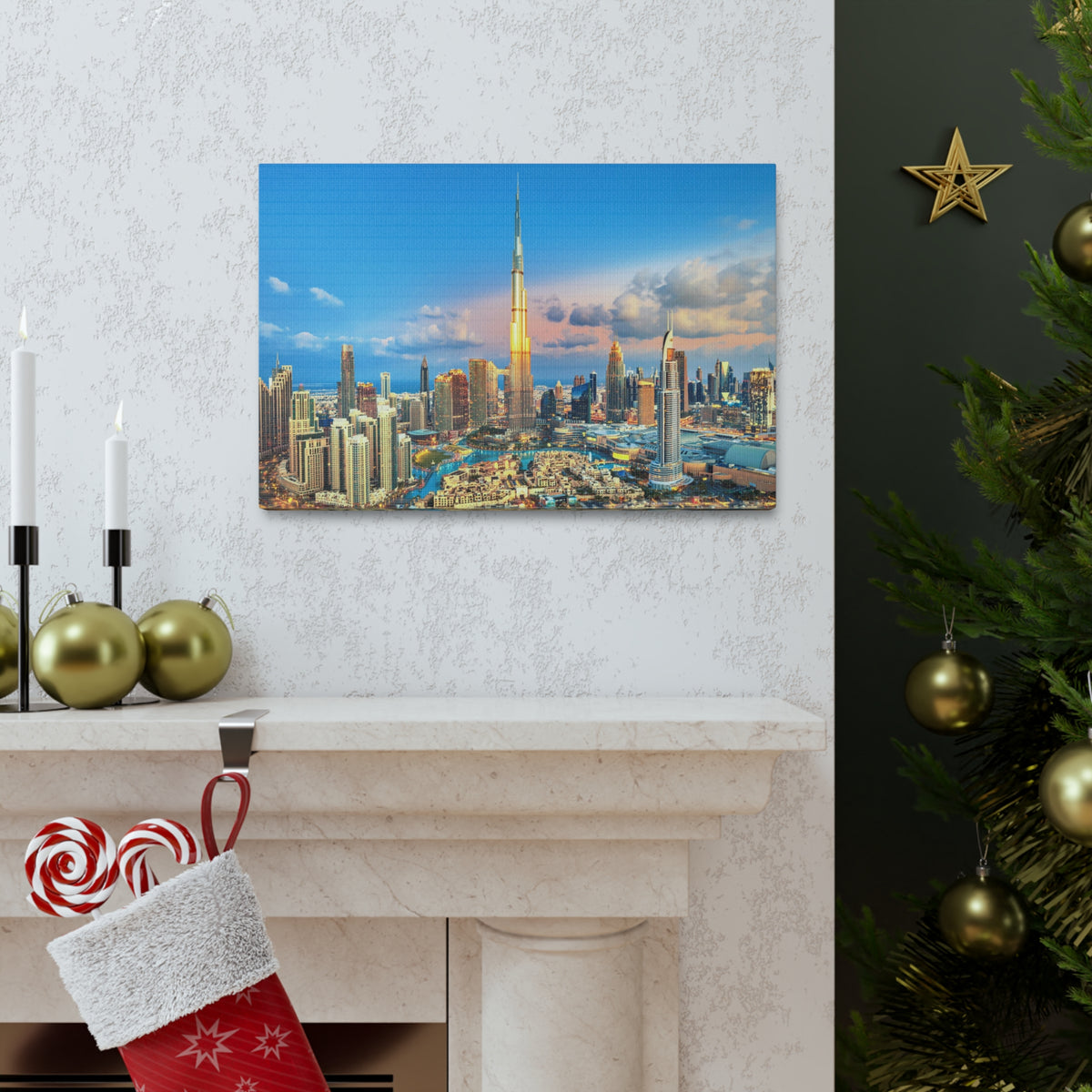 Dubai Daytime Skyline Canvas Artwork High-Quality Breathtaking Stunning Cityscape for Home Decor Ready to Hang-Express Your Love Gifts