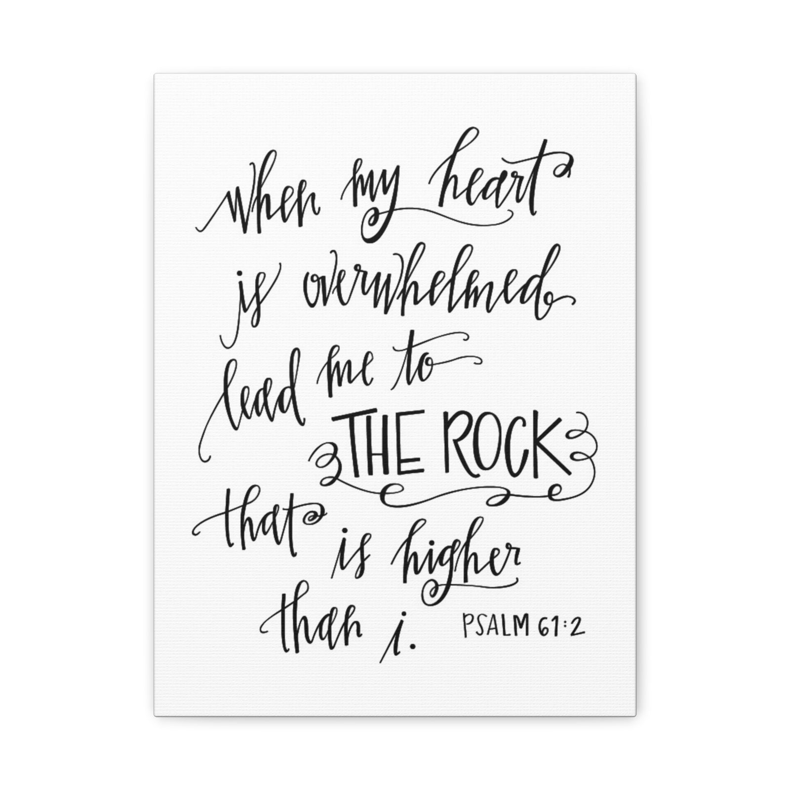 Scripture Canvas Higher Than I Psalm 61:2 Christian Wall Art Bible Verse Print Ready to Hang-Express Your Love Gifts