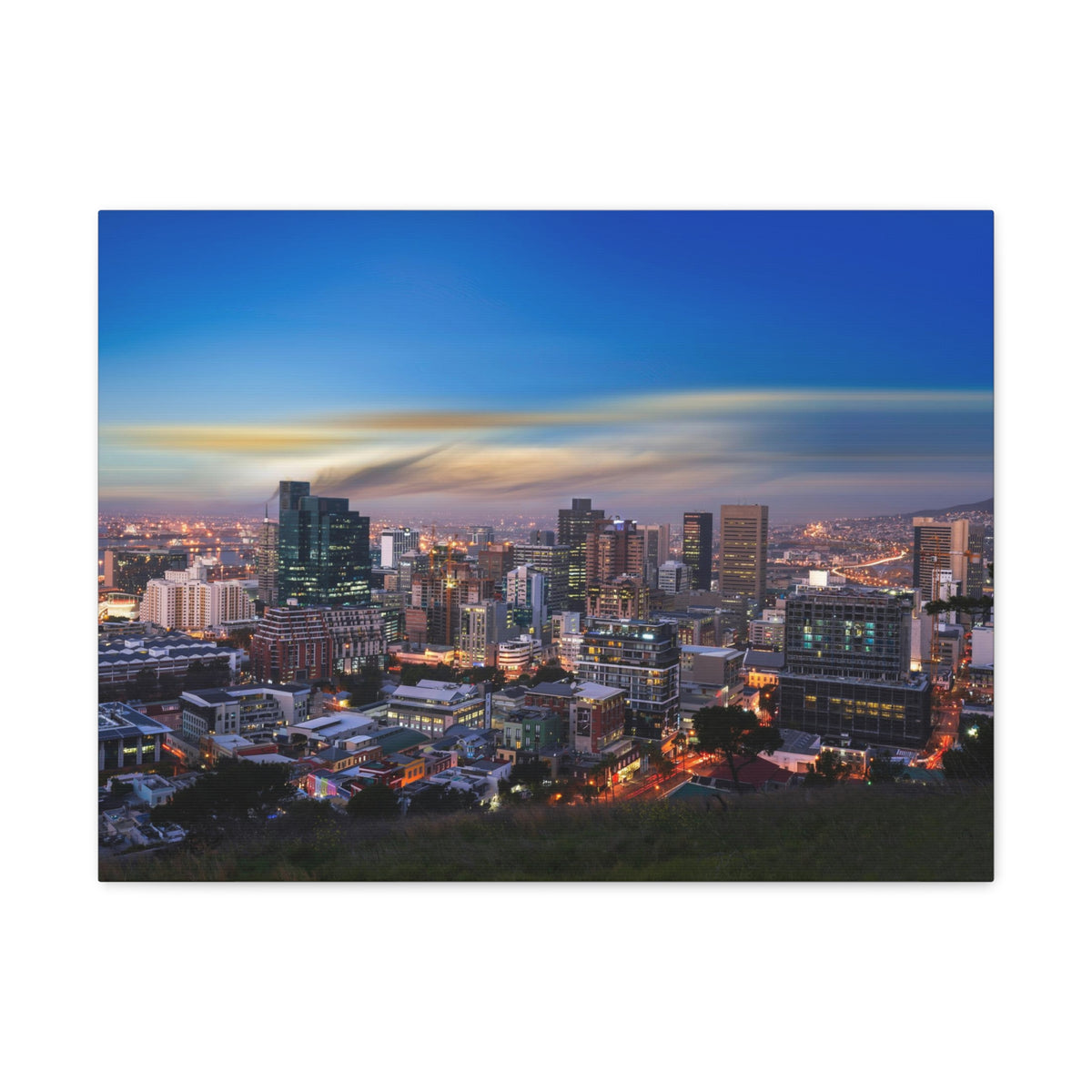 Cape Town Night Skyline Canvas Artwork High-Quality Breathtaking Stunning Cityscape for Home Decor Ready to Hang-Express Your Love Gifts