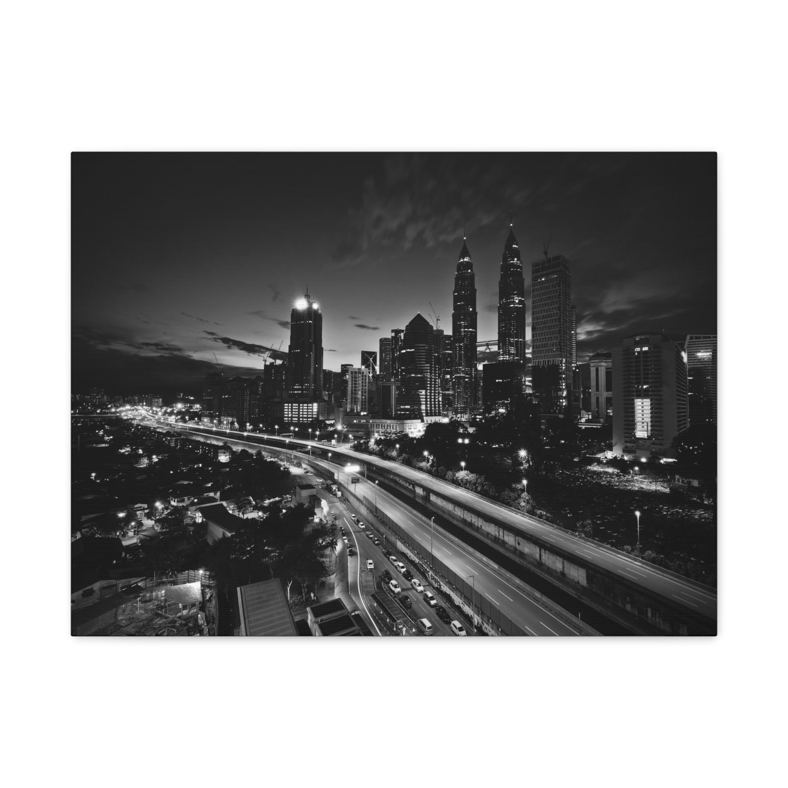 Kuala Lumpur Black And White Skyline Canvas Artwork High-Quality Breathtaking Stunning Cityscape for Home Decor Ready to Hang-Express Your Love Gifts