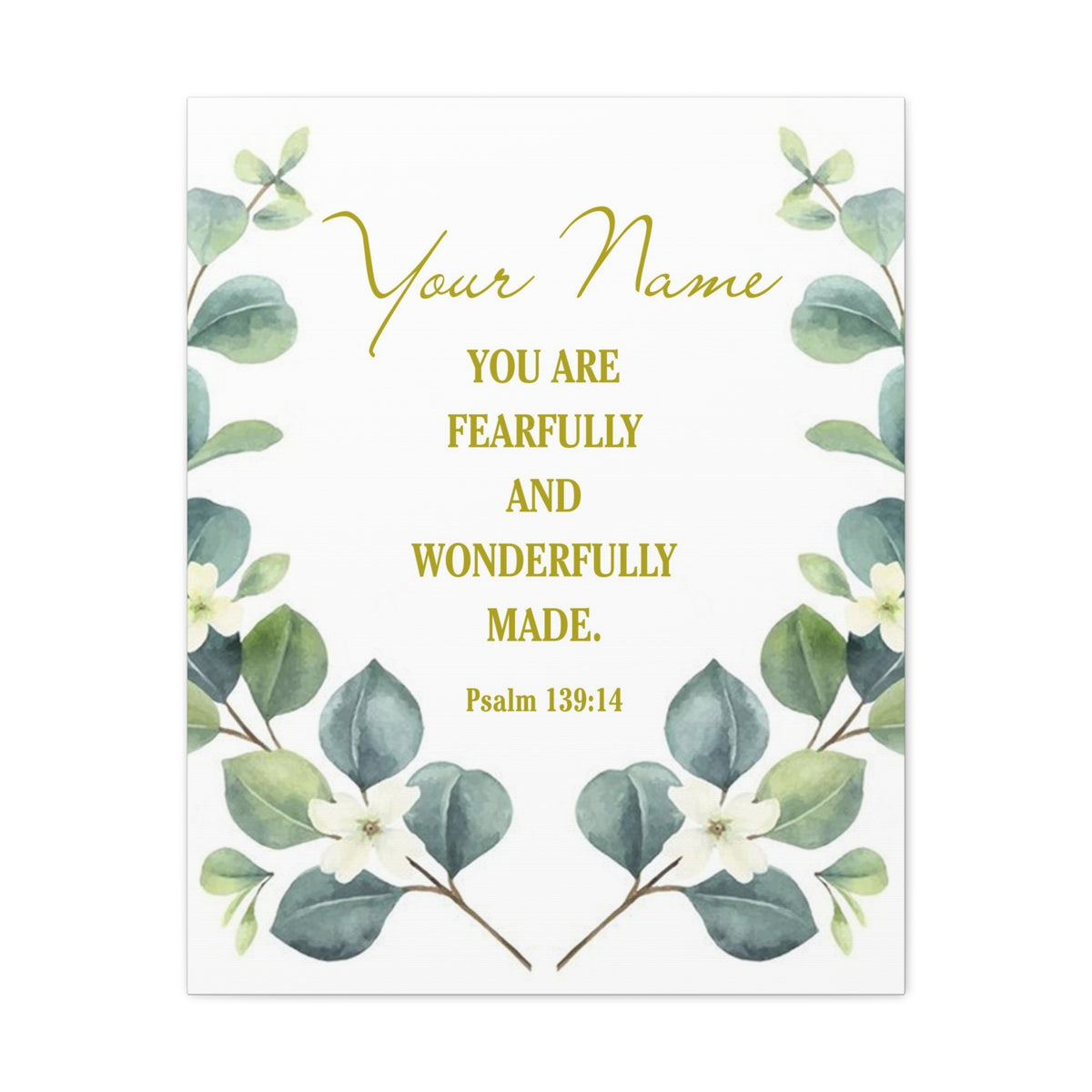 Personalized Psalm 139:14 Bible Verse Canvas Christian Wall Art Ready to Hang-Express Your Love Gifts