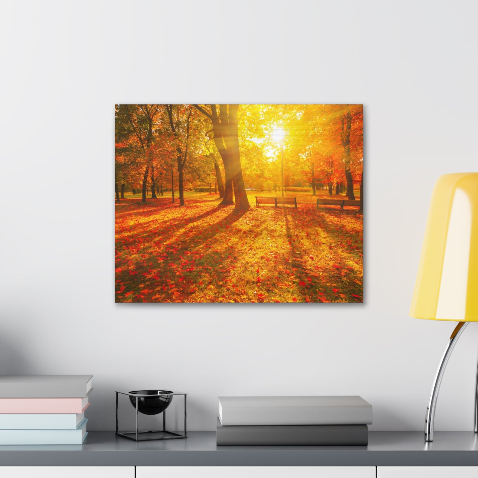 Sunrise Autumn Park Nature Wilderness Photography Canvas Wall Art for Home Decor Ready-to-Hang-Express Your Love Gifts