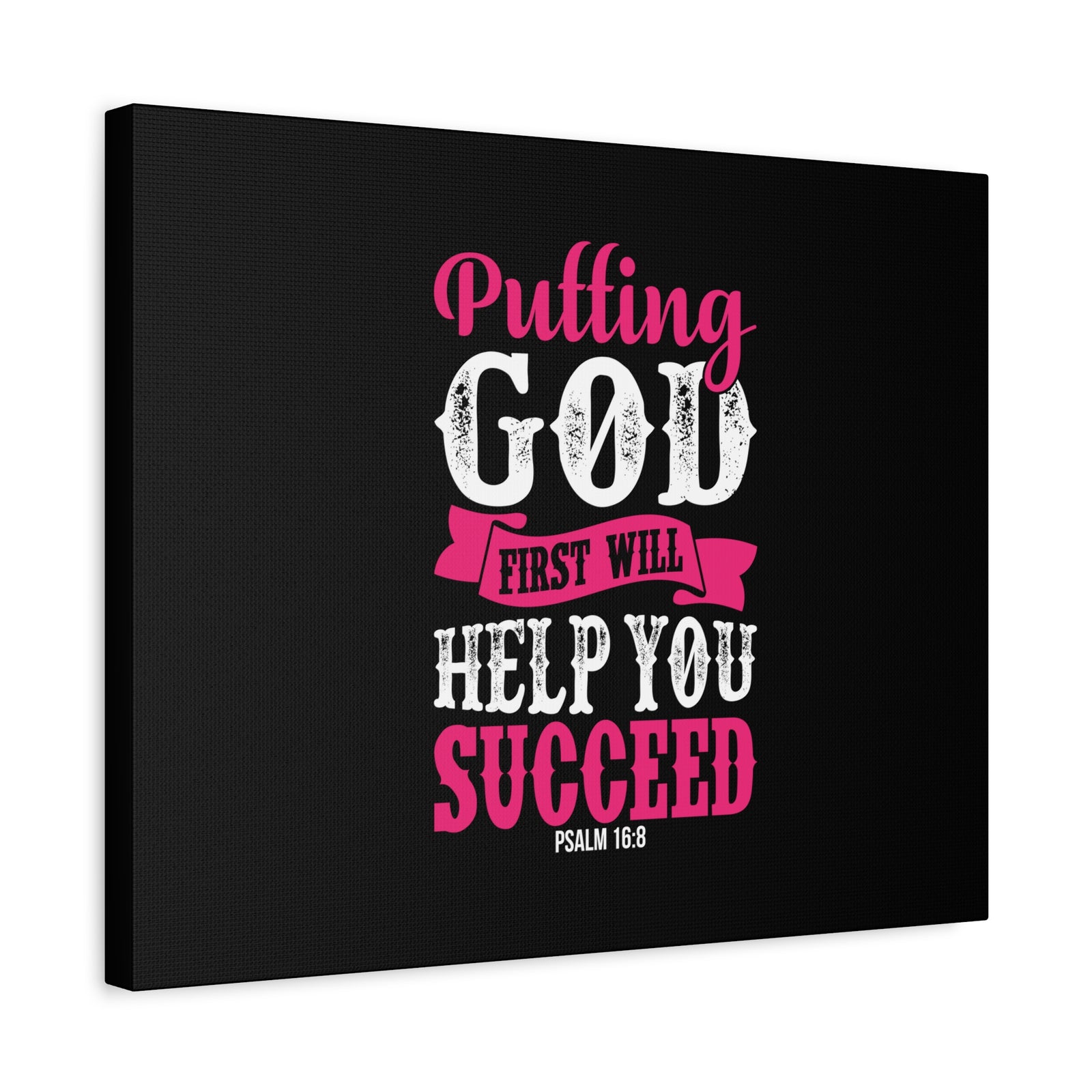 Scripture Canvas Putting God First Psalm 16:8 Christian Wall Art Bible Verse Print Ready to Hang-Express Your Love Gifts