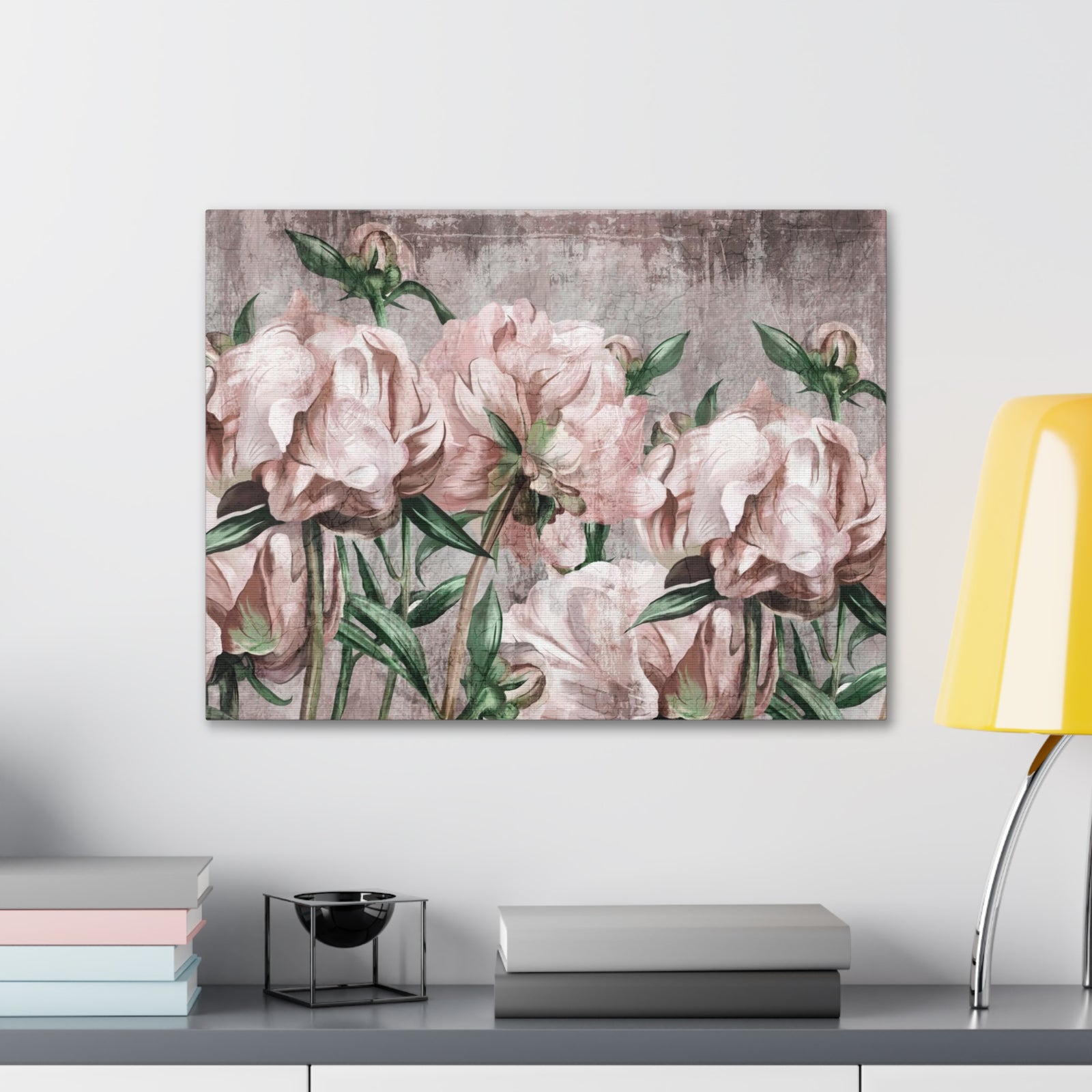 Large Art Peony Painted Flower Canvas Wall Art for Home Decor Ready-to-Hang-Express Your Love Gifts