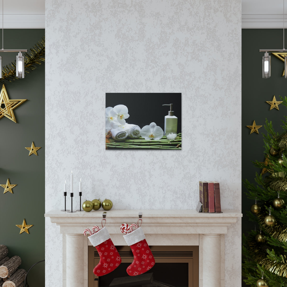 Long Green Leaves Forest Floral Nature Photography Canvas Wall Art for Home Decor Ready-to-Hang-Express Your Love Gifts