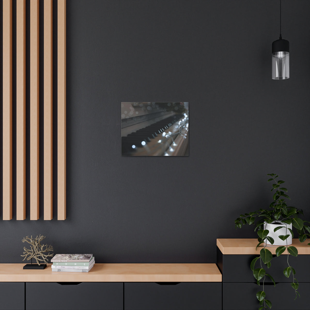 Glowing Fairy Lights on Piano Keys Music Lover's Delight Piano Keyboard Canvas Wall Art for Home Decor Ready-to-Hang-Express Your Love Gifts