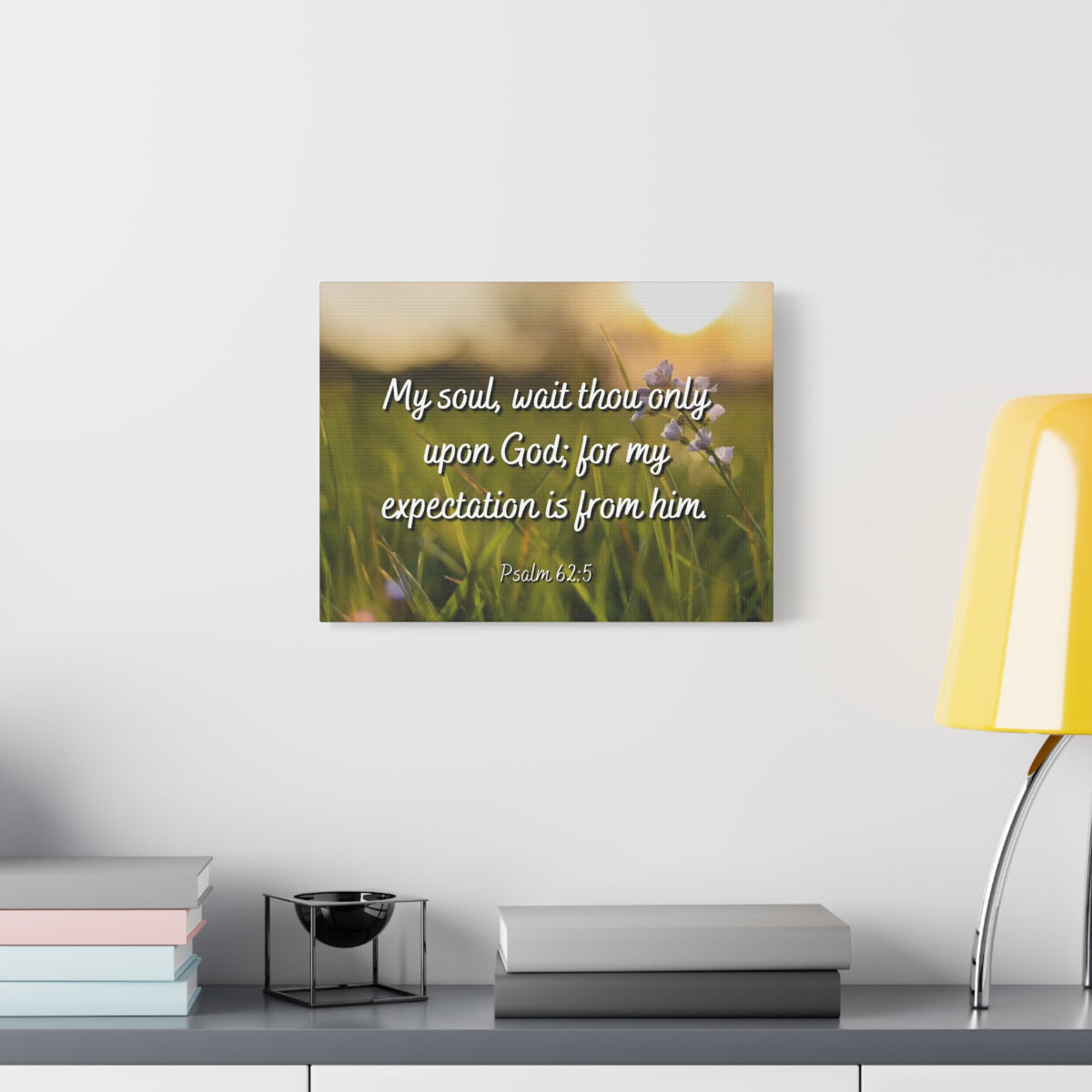 Scripture Canvas My Expectation Psalm 62:5 Christian Wall Art Bible Verse Print Ready to Hang-Express Your Love Gifts