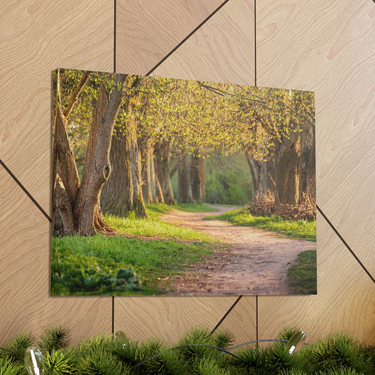 Tree Green Path Forest Nature Wilderness Photography Canvas Wall Art for Home Decor Ready-to-Hang-Express Your Love Gifts