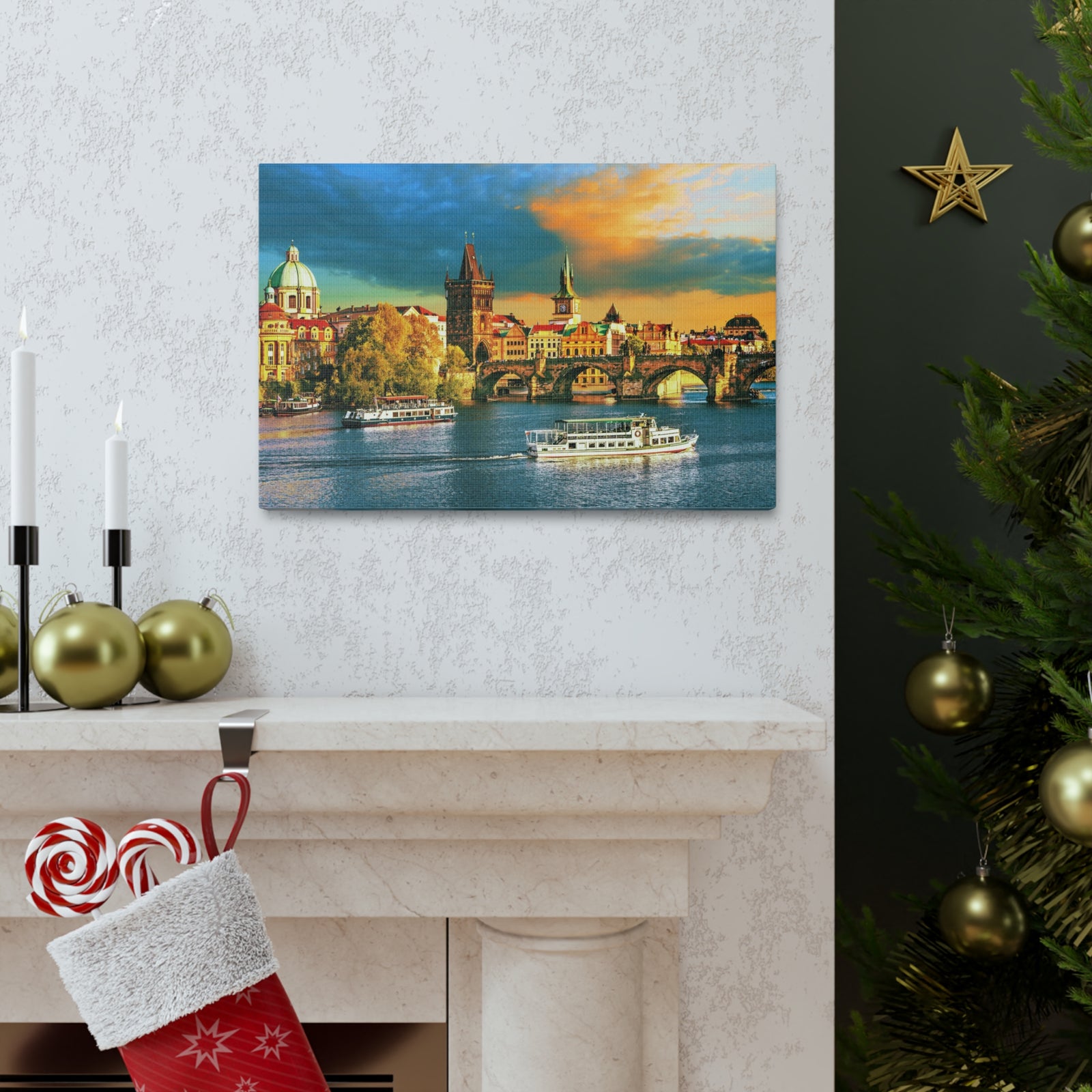 Prague Daytime Skyline Canvas Artwork High-Quality Breathtaking Stunning Cityscape for Home Decor Ready to Hang-Express Your Love Gifts