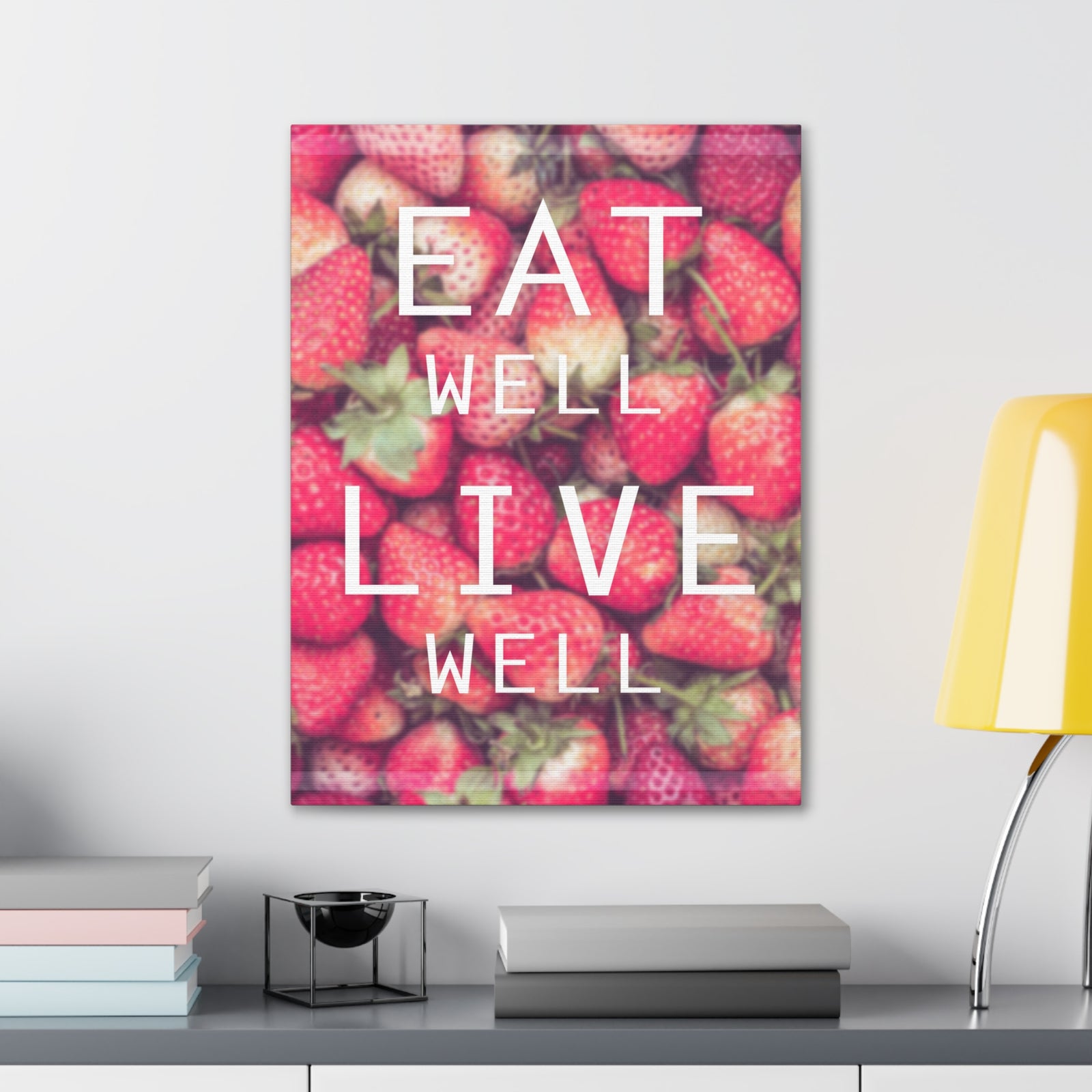 Inspirational Quote Canvas Eat Well Live Well Motivational Print Ready to Hang Artwork-Express Your Love Gifts